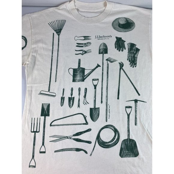Gardening Tools AOP 90s Vintage Tshirt Size L Made In USA *No Tag* - Picture 3 of 7